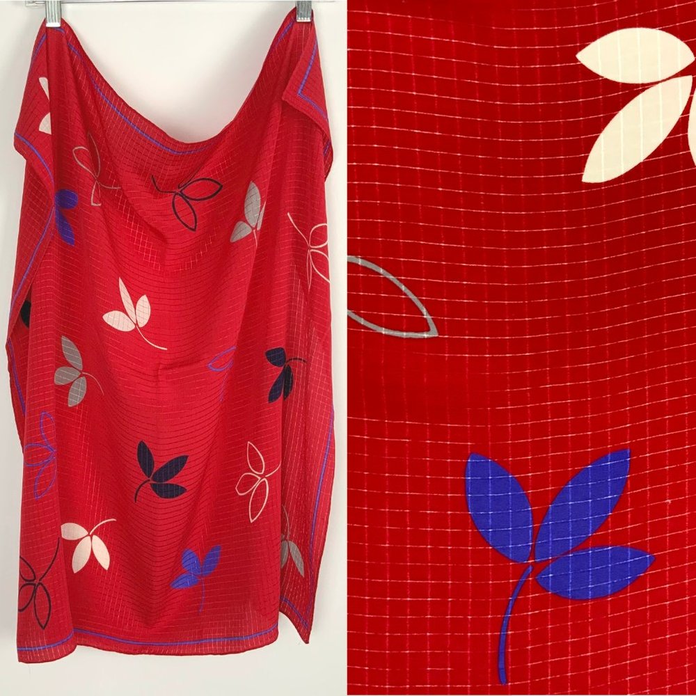 Vintage Fisba Stoffels Silk Red Abstract Floral Scarf  29" - Picture 8 of 16
